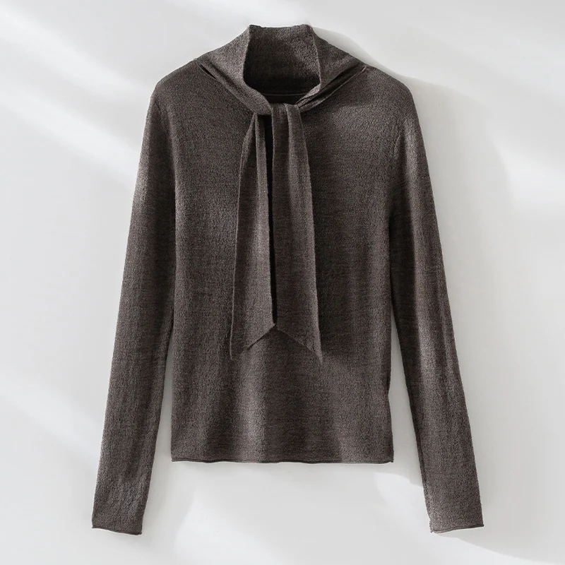 Damen Feinstrickpullover mit asymmetrischem Schlauchkragen und drapierter Schalbahn Drune