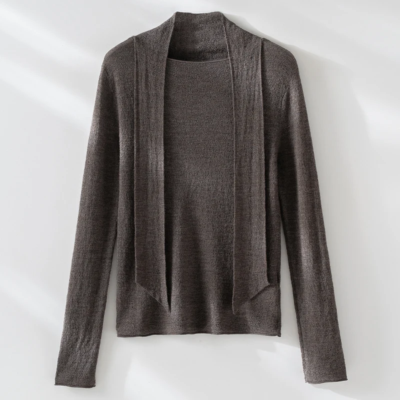 Damen Feinstrickpullover mit asymmetrischem Schlauchkragen und drapierter Schalbahn Drune