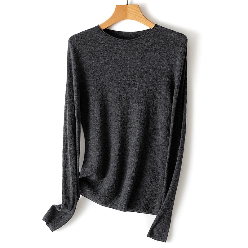 Damen Feinstrick-Longsleeve mit Rundhals und leichter Struktur Drune