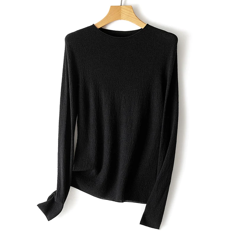 Damen Feinstrick-Longsleeve mit Rundhals und leichter Struktur Drune