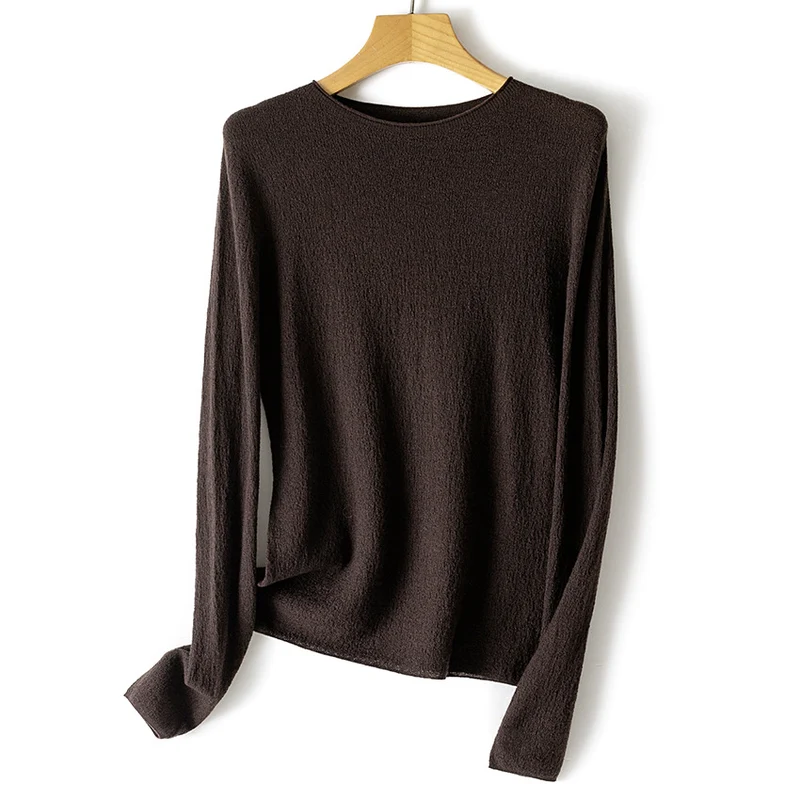 Damen Feinstrick-Longsleeve mit Rundhals und leichter Struktur Drune