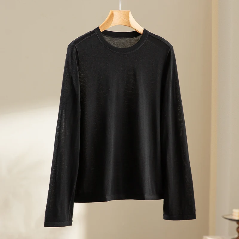 Damen Feinstrick-Langarmshirt mit Rundhalsausschnitt und leichter Jersey-Qualität Drune