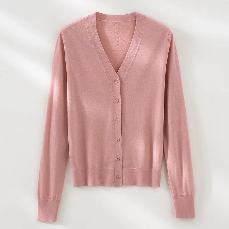 Damen Feinstrick-Cardigan mit V-Ausschnitt, Knopfleiste und Rippbündchen Drune