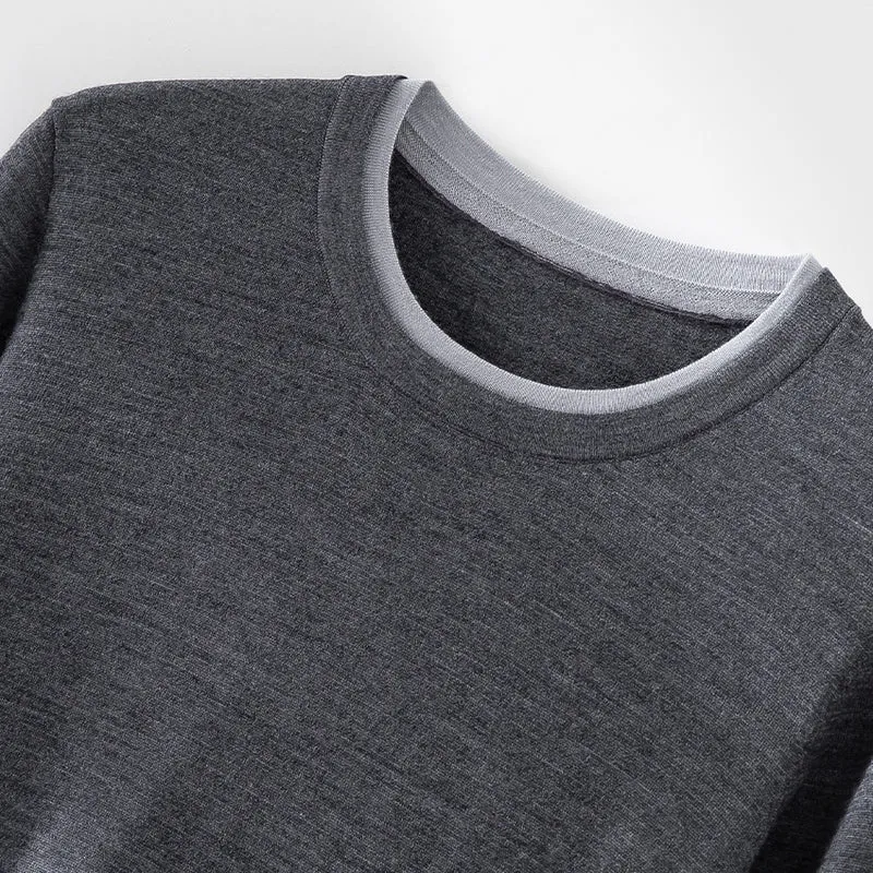 Damen Feiner Rundhalspullover aus Merino-Mix mit Kontrastbündchen Drune