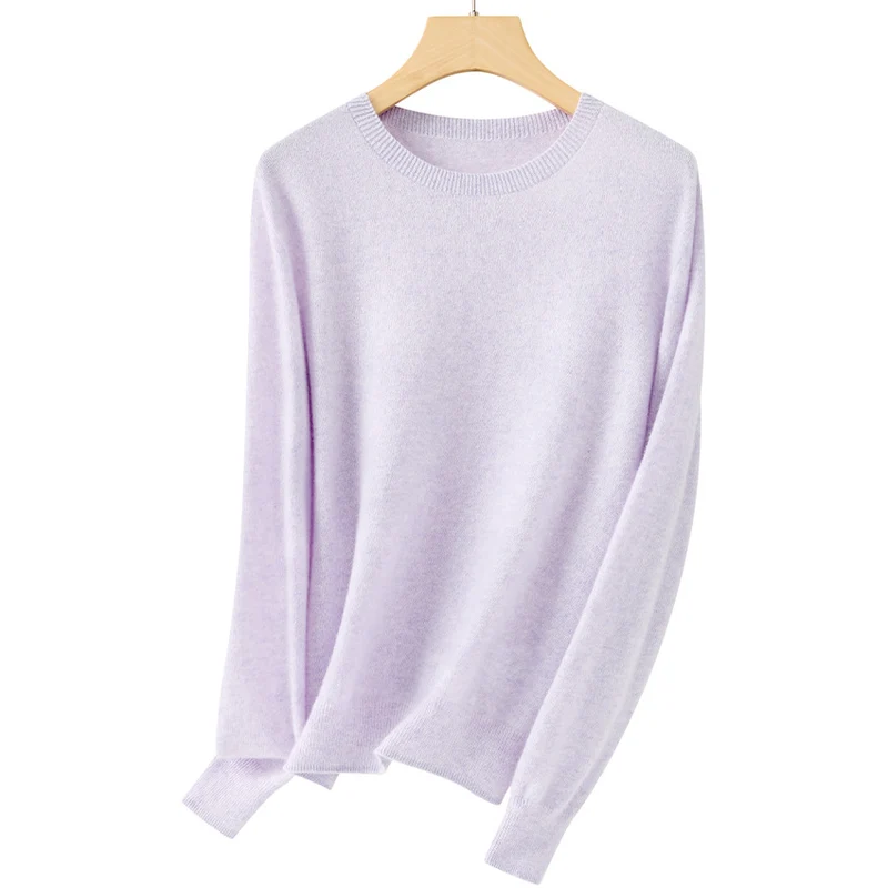 Damen Feiner Rundhals-Pullover aus ultraleichtem Feinstrick mit Rippbündchen Drune