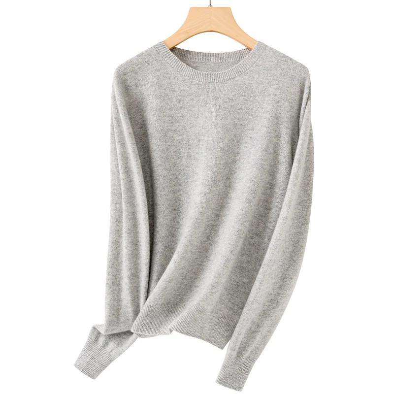 Damen Feiner Rundhals-Pullover aus ultraleichtem Feinstrick mit Rippbündchen Drune
