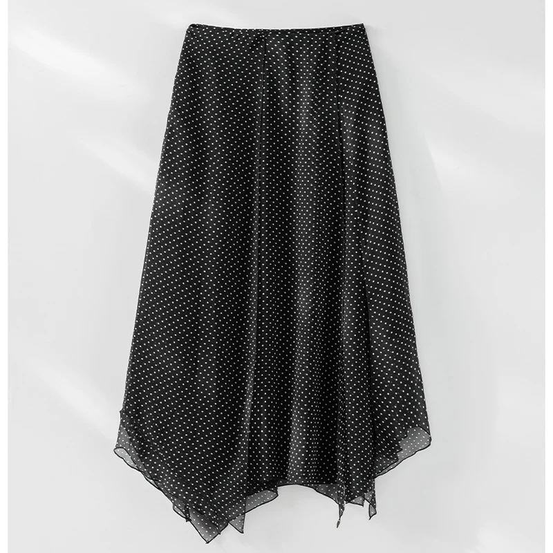 Damen Chiffonbluse mit Schleifenkragen, feinen Pintucks und Tupfenmuster Drune