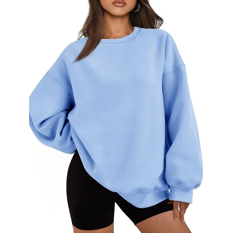 Damen Oversized Sweatshirt mit Rundhalsausschnitt, extraweichem French‑Terry und überschnittener Schulter Drune
