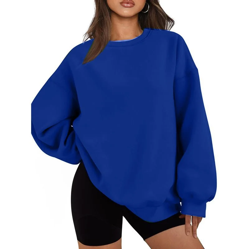Damen Oversized Sweatshirt mit Rundhalsausschnitt, extraweichem French‑Terry und überschnittener Schulter Drune