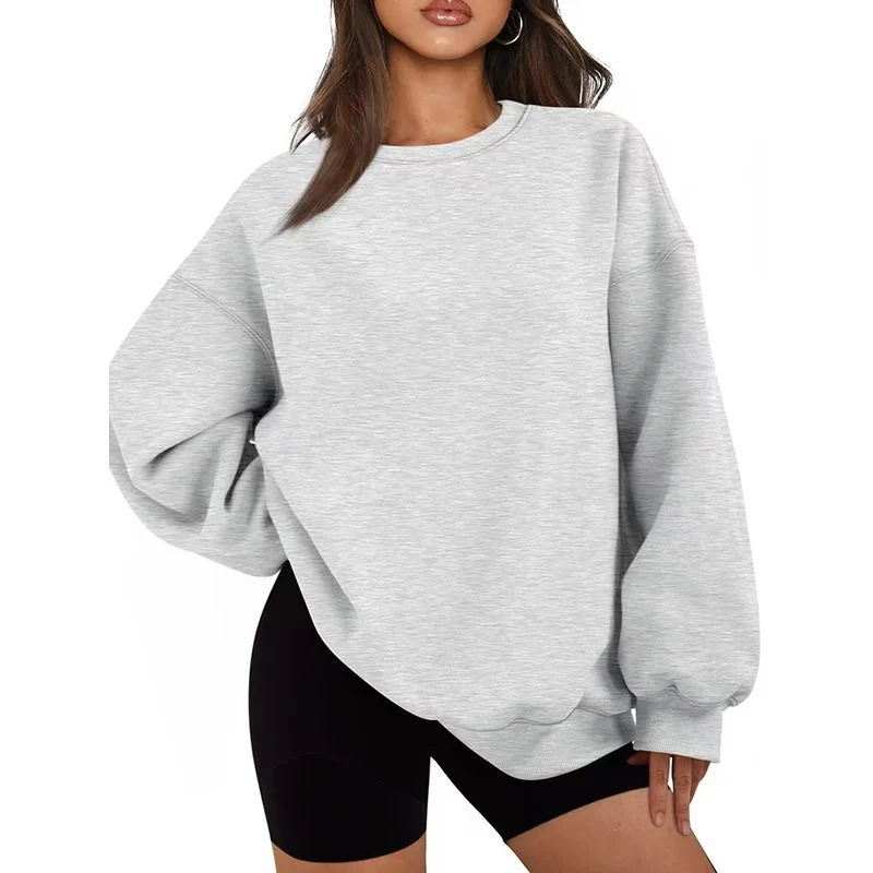 Damen Oversized Sweatshirt mit Rundhalsausschnitt, extraweichem French‑Terry und überschnittener Schulter Drune