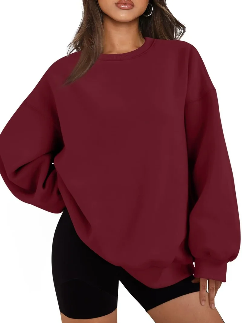 Damen Oversized Sweatshirt mit Rundhalsausschnitt, extraweichem French‑Terry und überschnittener Schulter Drune