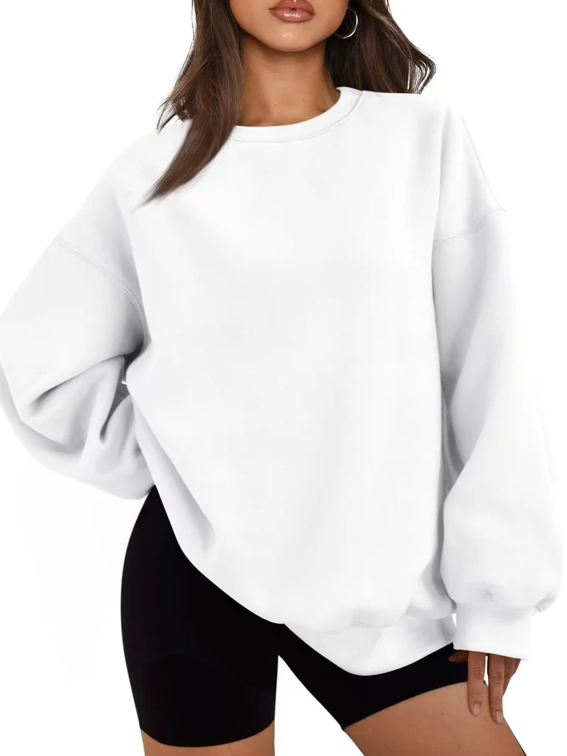 Damen Oversized Sweatshirt mit Rundhalsausschnitt, extraweichem French‑Terry und überschnittener Schulter Drune