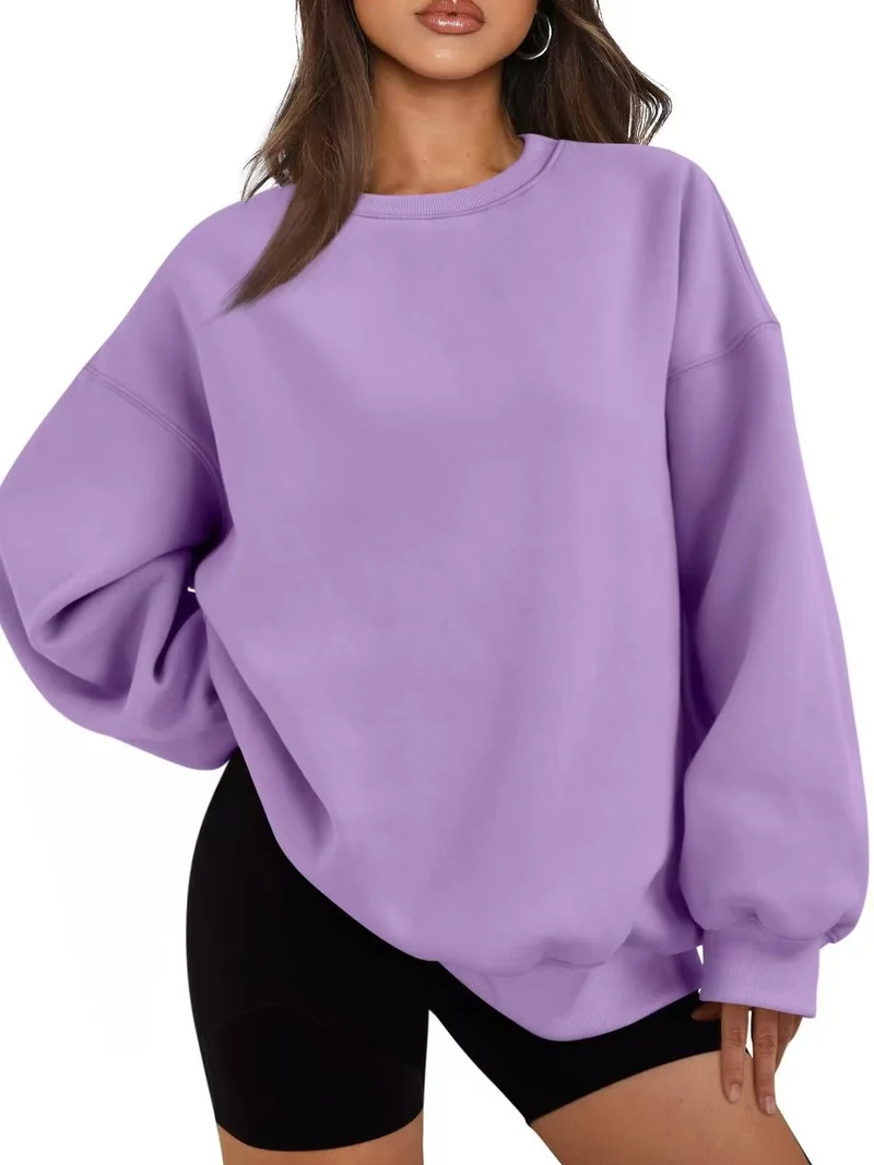 Damen Oversized Sweatshirt mit Rundhalsausschnitt, extraweichem French‑Terry und überschnittener Schulter Drune