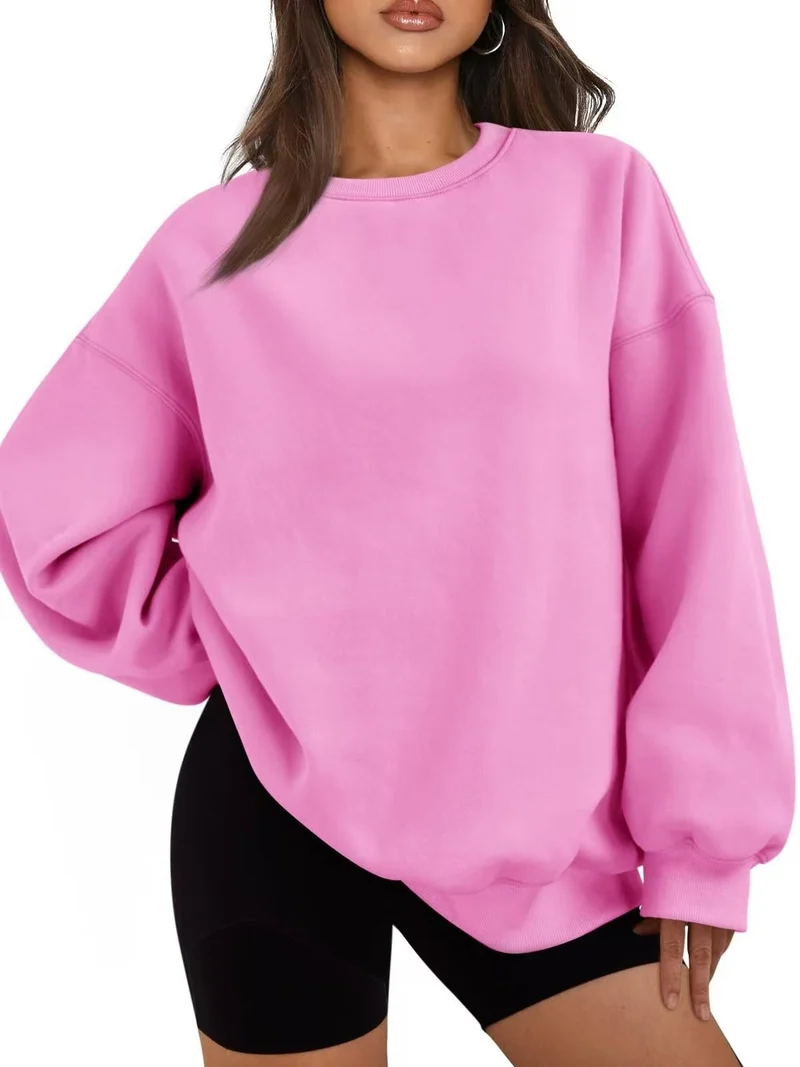 Damen Oversized Sweatshirt mit Rundhalsausschnitt, extraweichem French‑Terry und überschnittener Schulter Drune