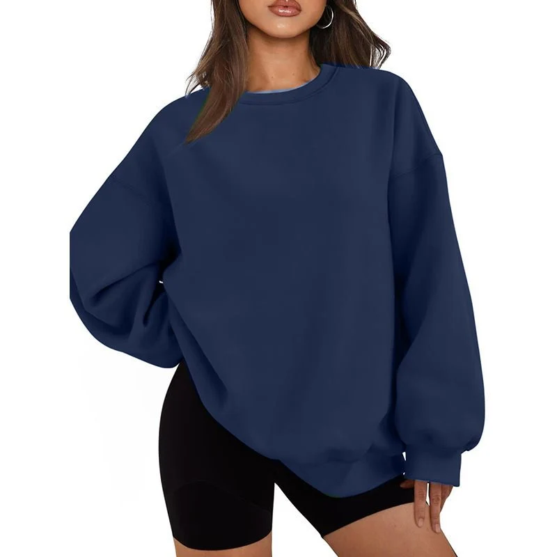 Damen Oversized Sweatshirt mit Rundhalsausschnitt, extraweichem French‑Terry und überschnittener Schulter Drune