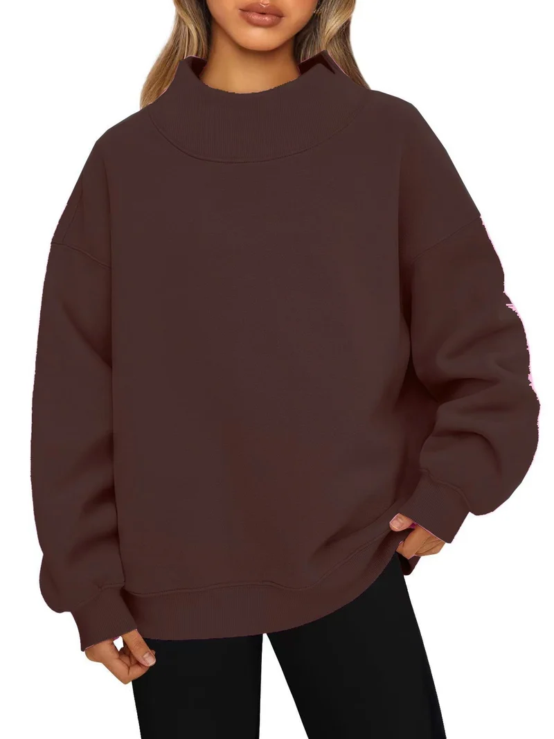 Damen Oversized-Sweatshirt mit hohem Stehkragen und überschnittener Schulter Drune