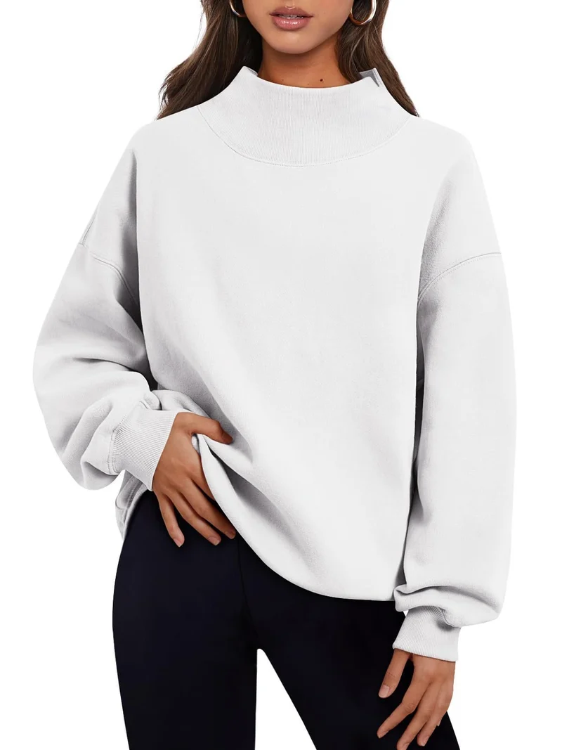 Damen Oversized-Sweatshirt mit hohem Stehkragen und überschnittener Schulter Drune