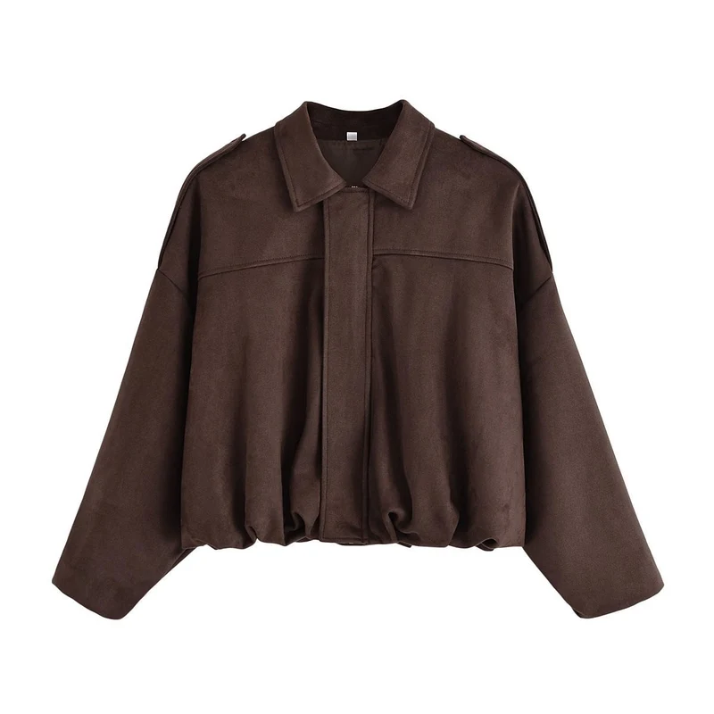 Damen Oversize Wildlederimitat-Kurzjacke Drune