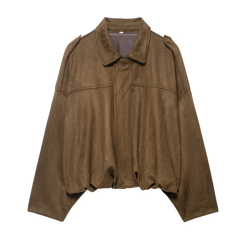 Damen Oversize Wildlederimitat-Kurzjacke Drune