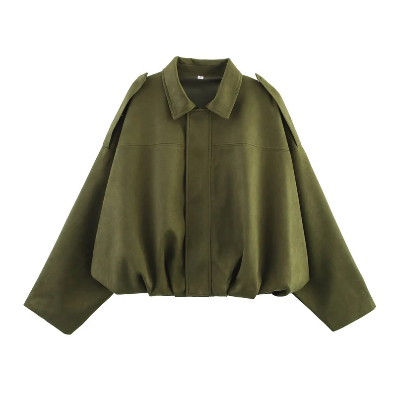 Damen Oversize Wildlederimitat-Kurzjacke Drune