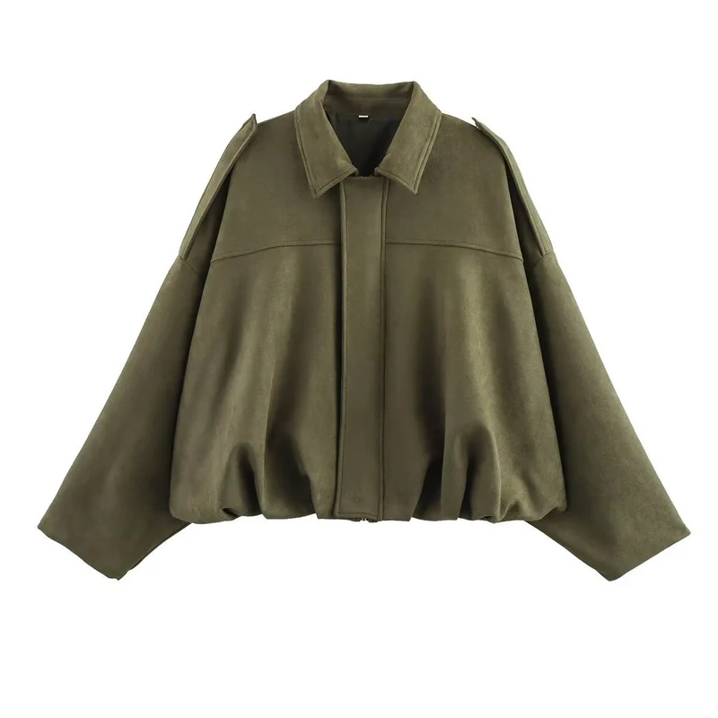 Damen Oversize Wildlederimitat-Kurzjacke Drune