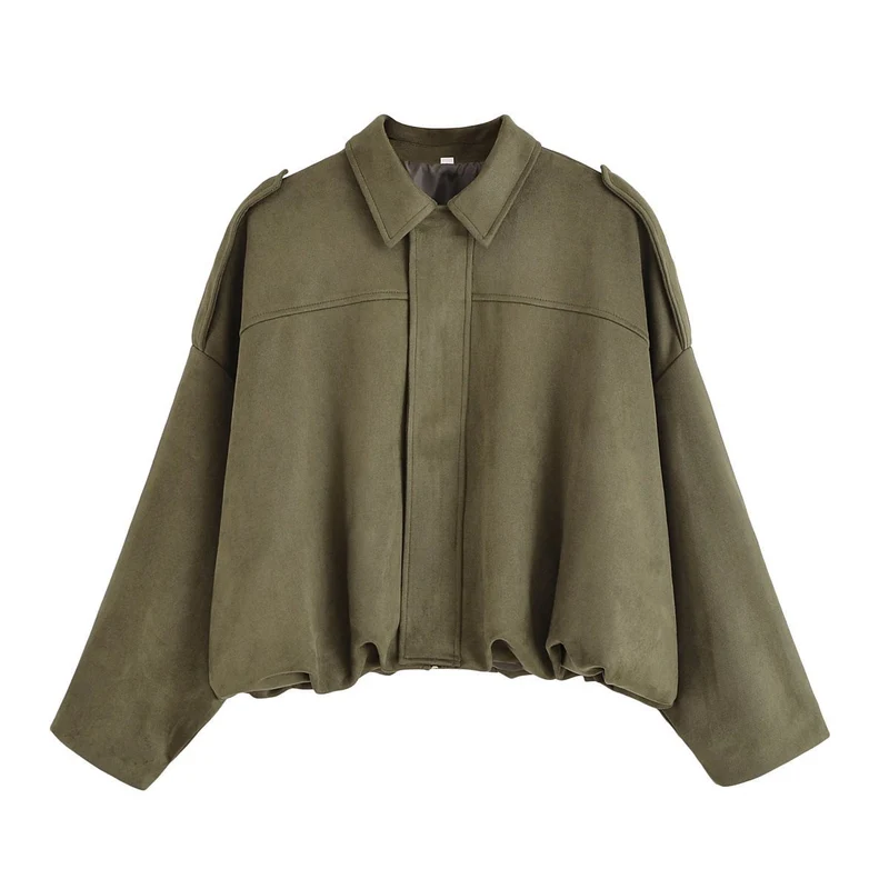 Damen Oversize Wildlederimitat-Kurzjacke Drune