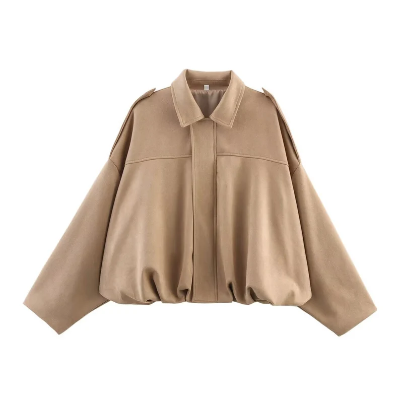 Damen Oversize Wildlederimitat-Kurzjacke Drune