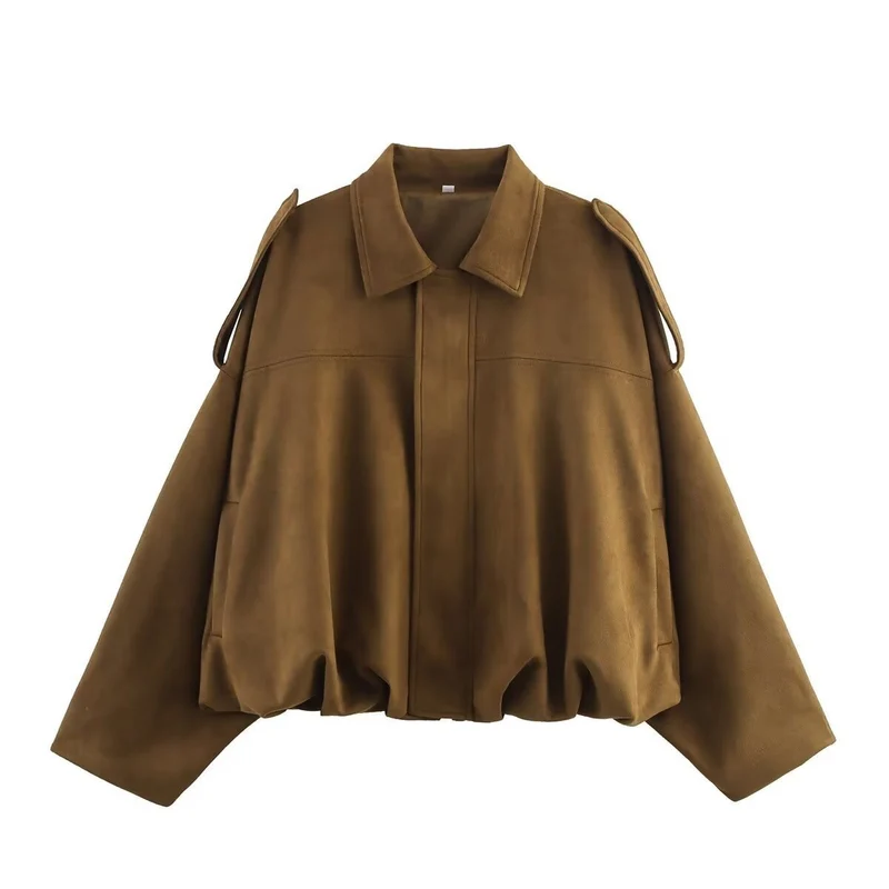 Damen Oversize Wildlederimitat-Kurzjacke Drune
