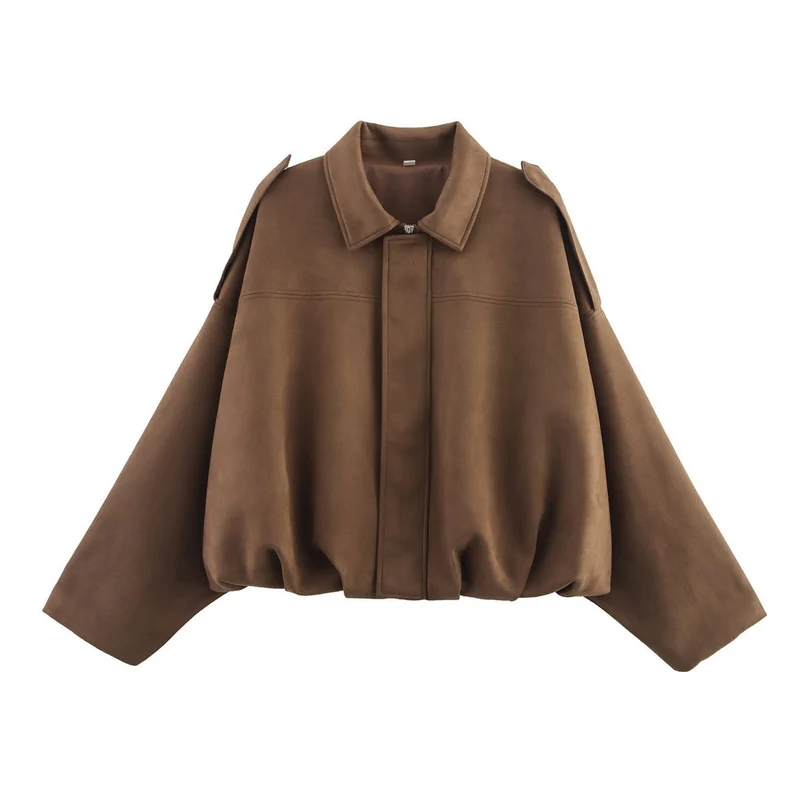 Damen Oversize Wildlederimitat-Kurzjacke Drune