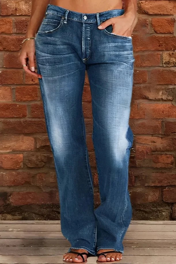 Damen Lockere Destroyed-Jeans mit weitem Bein und niedriger Taille Drune