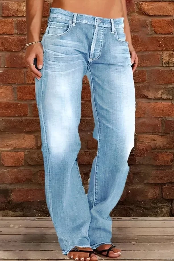 Damen Lockere Destroyed-Jeans mit weitem Bein und niedriger Taille Drune