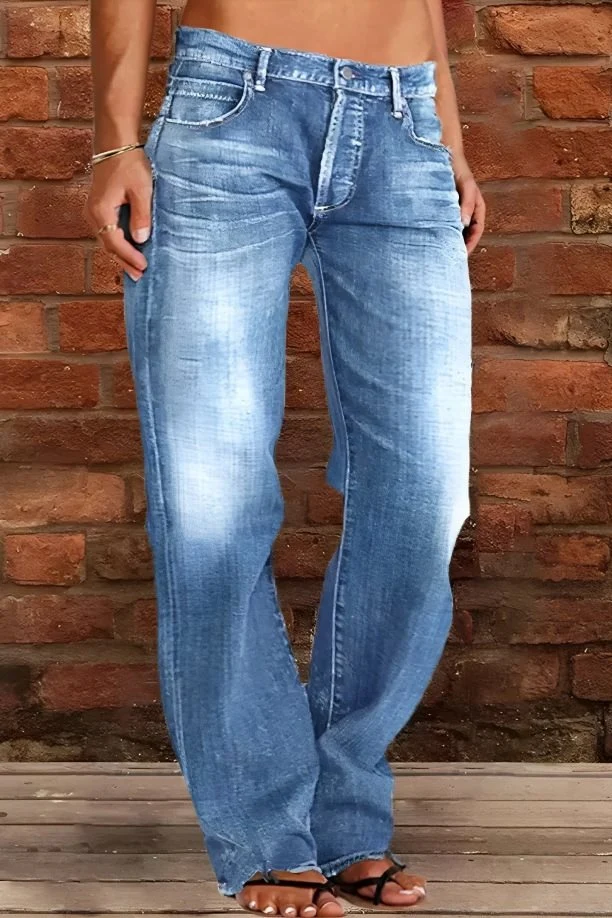 Damen Lockere Destroyed-Jeans mit weitem Bein und niedriger Taille Drune