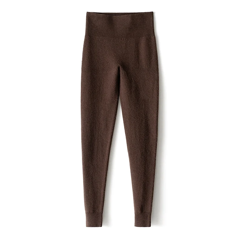 Damen Thermo-Leggings aus Feinstrick mit hohem Bund und Rippbündchen Drune