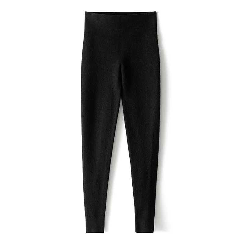 Damen Thermo-Leggings aus Feinstrick mit hohem Bund und Rippbündchen Drune