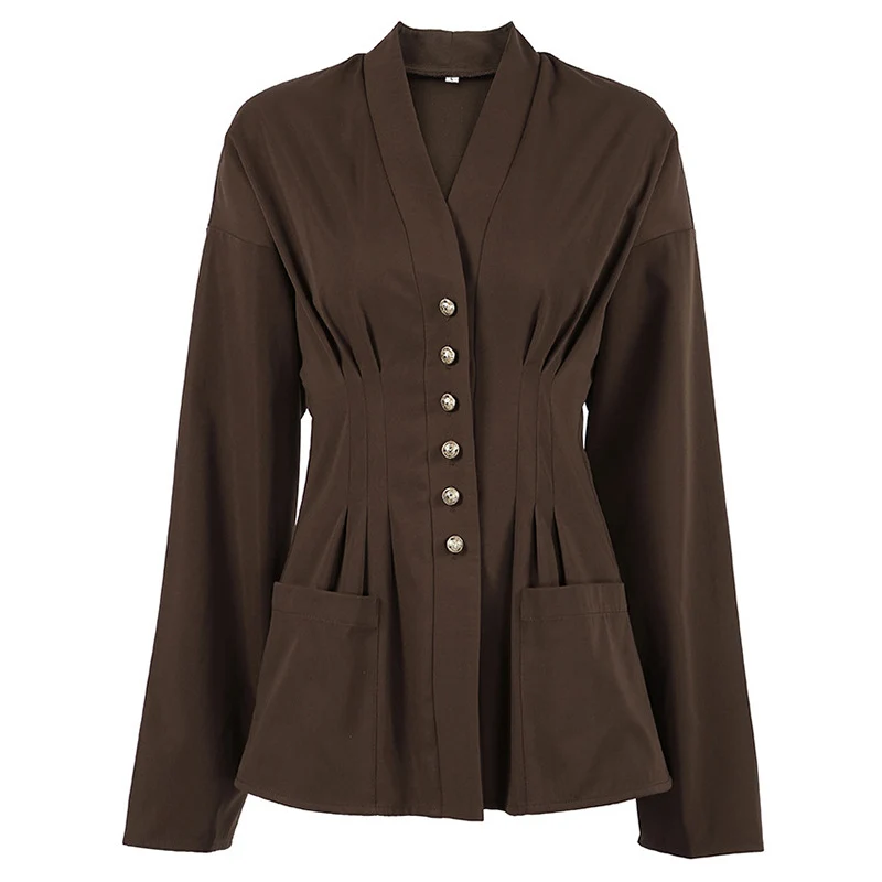 Damen taillierter Korsett-Blazer mit Zierknopfleiste Drune