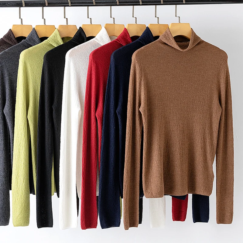 Damen Strukturstrick-Rollkragenpullover mit leichtem Crinkle-Effekt Drune