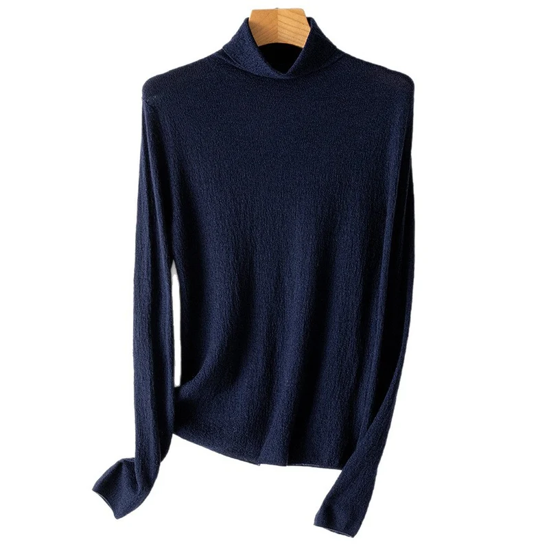 Damen Strukturstrick-Rollkragenpullover mit leichtem Crinkle-Effekt Drune