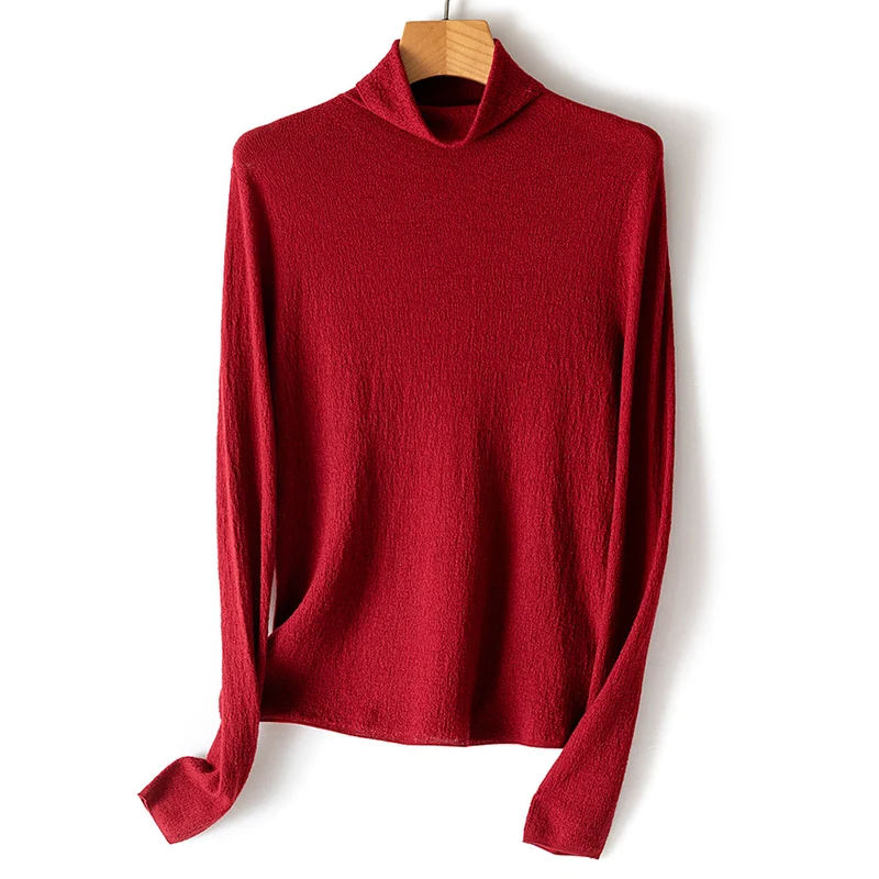 Damen Strukturstrick-Rollkragenpullover mit leichtem Crinkle-Effekt Drune