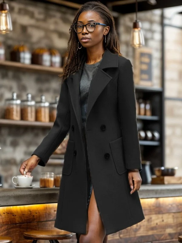 Damen Schlanker Wollmix-Mantel mit taillierter Silhouette und aufgesetzten Taschen Drune