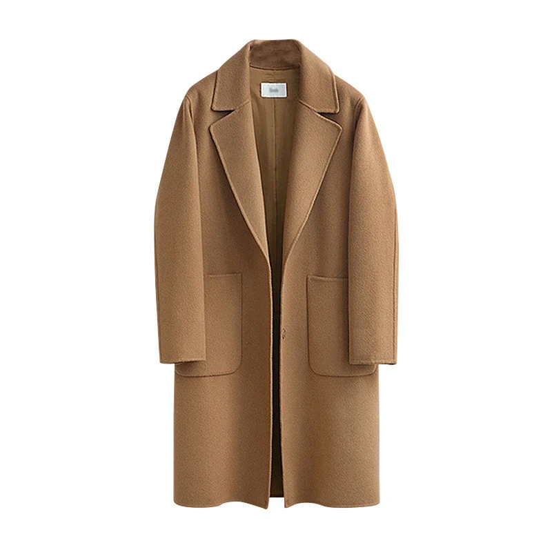 Damen Oversized Wollmix-Mantel mit Reverskragen und aufgesetzten Taschen Drune