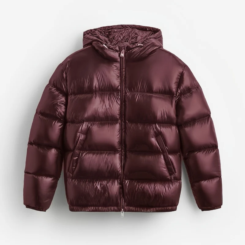 Damen Oversized Steppjacke mit Kapuze und Hochglanzfinish Drune