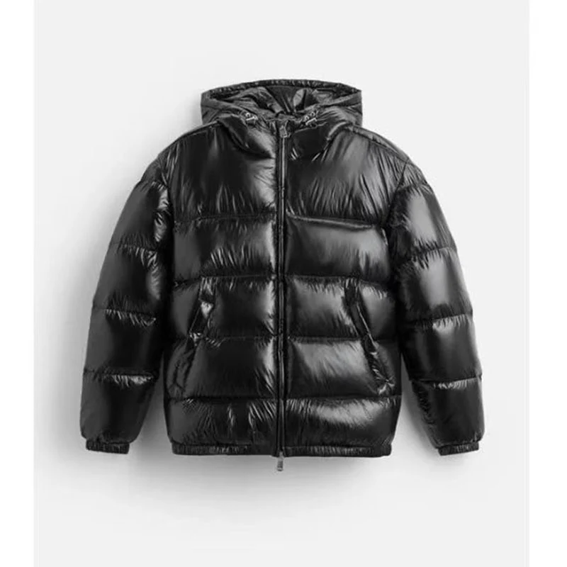 Damen Oversized Steppjacke mit Kapuze und Hochglanzfinish Drune