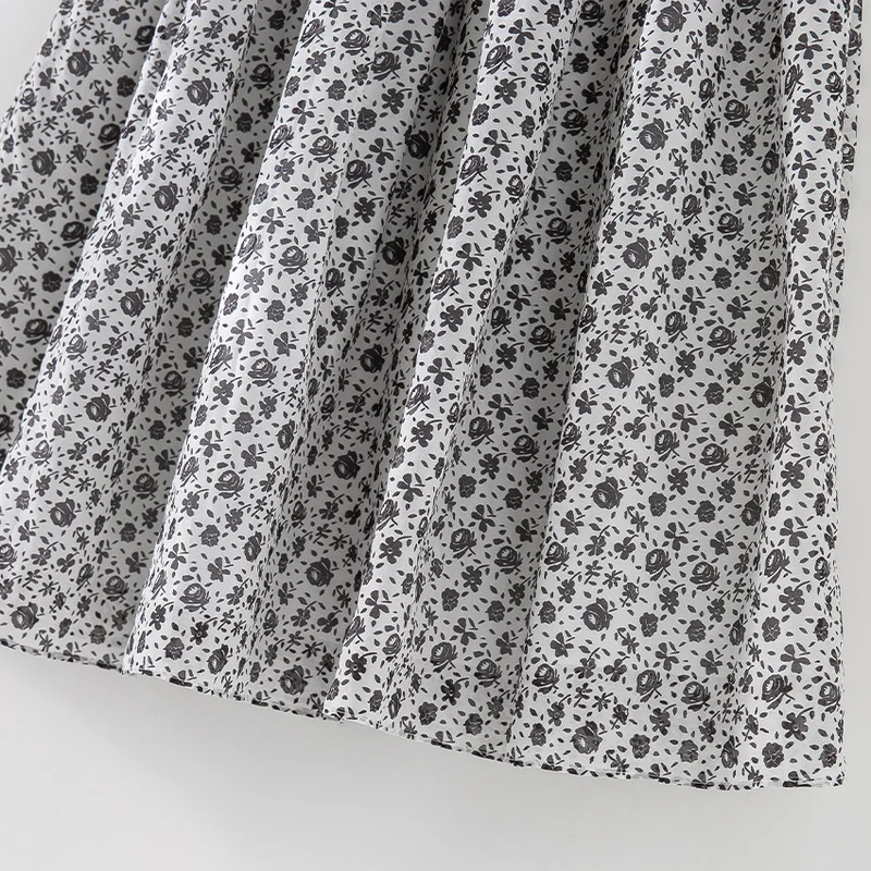 Damen Midirock mit gerafftem Bund und kleinem Blumenprint Drune