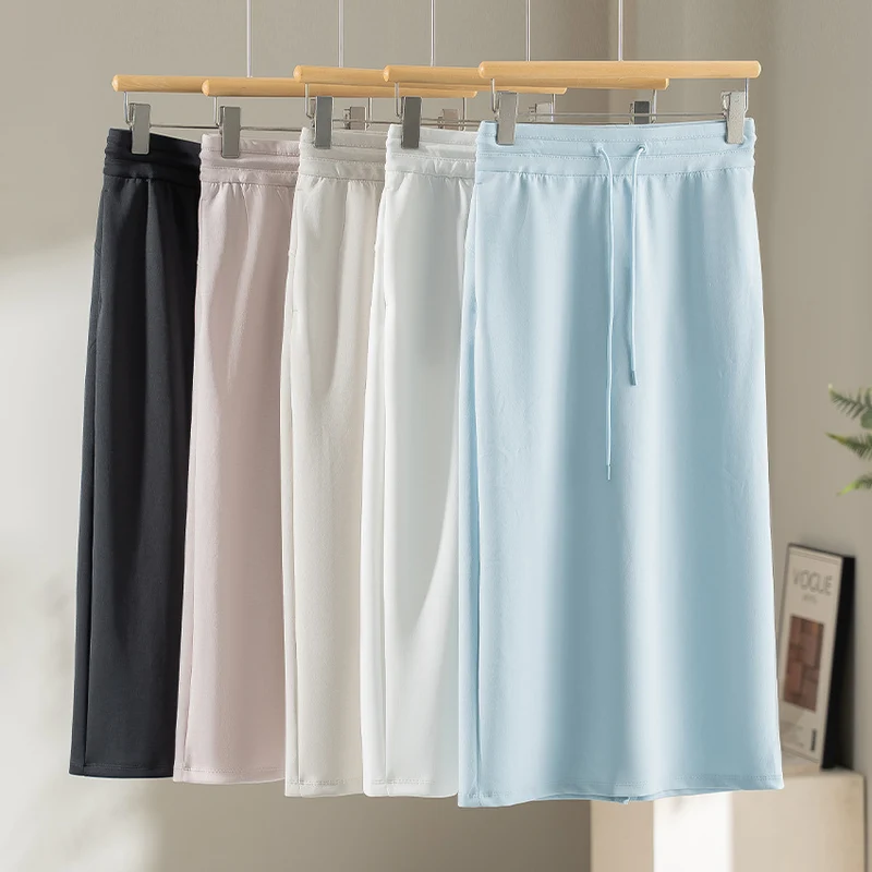Damen Midirock aus weichem Jersey mit elastischem Bund und Kordelzug Drune
