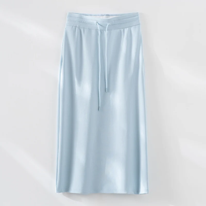 Damen Midirock aus weichem Jersey mit elastischem Bund und Kordelzug Drune