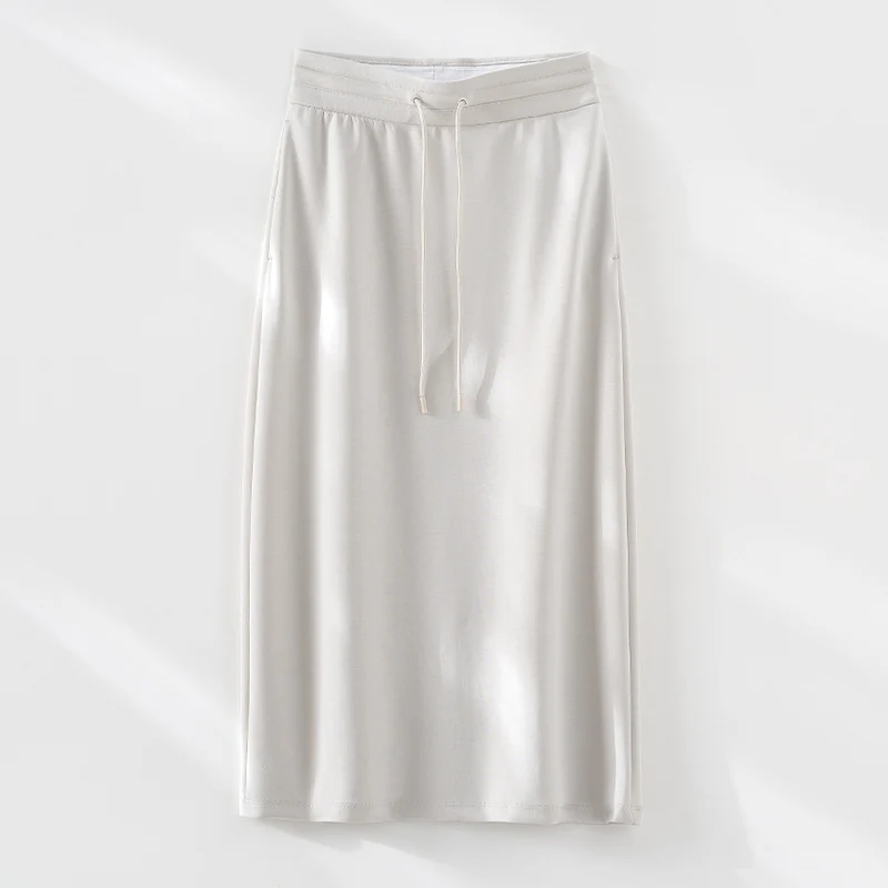 Damen Midirock aus weichem Jersey mit elastischem Bund und Kordelzug Drune