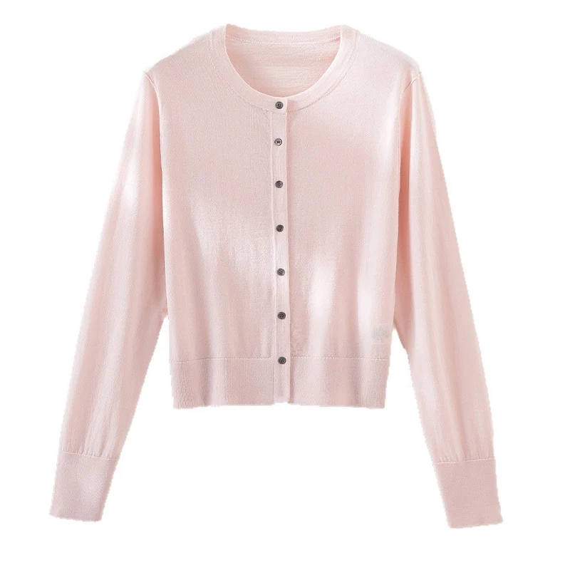 Damen Leichter Feinstrick-Cardigan im Cropped‑Schnitt mit Rundhals und durchgehender Knopfleiste Drune
