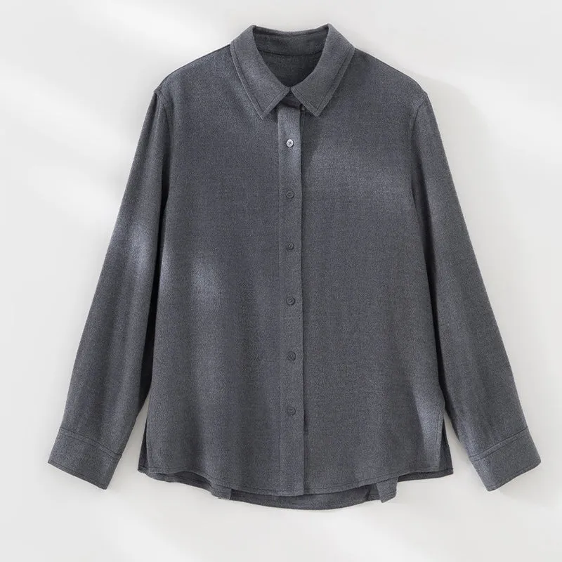Damen Leichte Oversized-Hemdbluse aus Strukturjersey mit Kentkragen Drune
