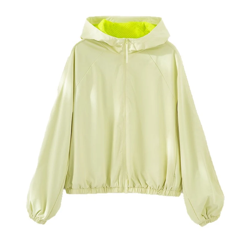 Damen Leichte Kapuzenjacke mit Halbreißverschluss, gestepptem Innenfutter und elastischem Saum Drune