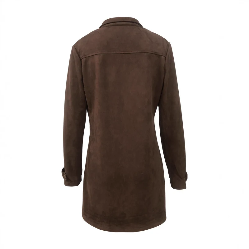 Damen Langjacke aus Veloursleder mit Utility-Taschen und verdecktem Reißverschluss Drune